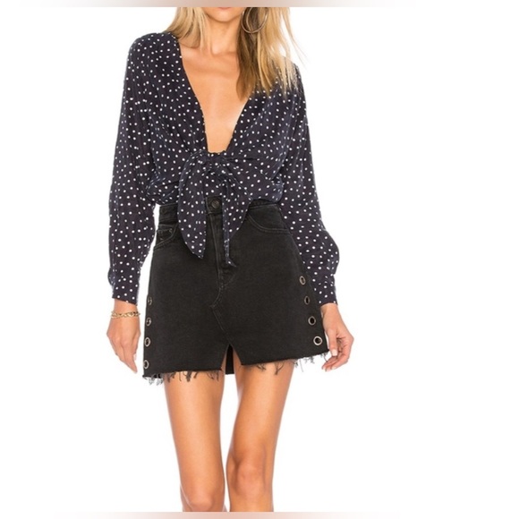 Capulet Tops - Capulet Blue  and White Polka Dot Bodysuit